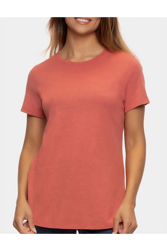 Women's Slub Jersey Crew Neck Short Sleeve T-Shirt Size: L, Color: Dusty Cedar