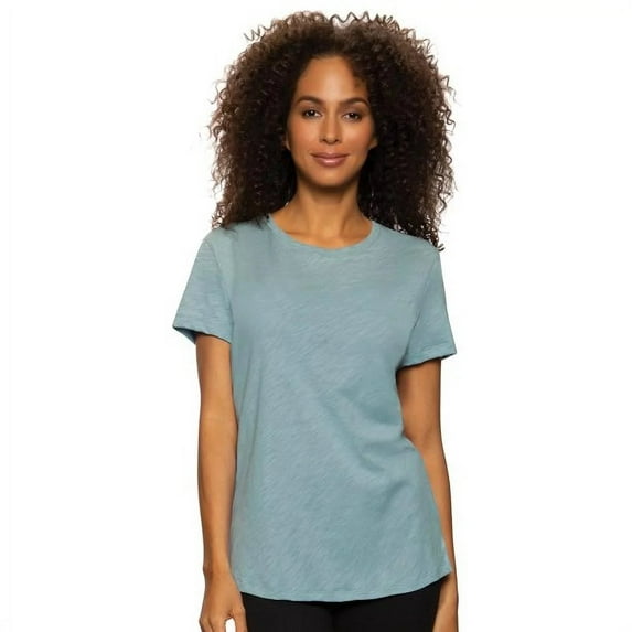 Felina Women's Slub Jersey Crew Neck Short Sleeve T-Shirt Size: L, Color: Lead