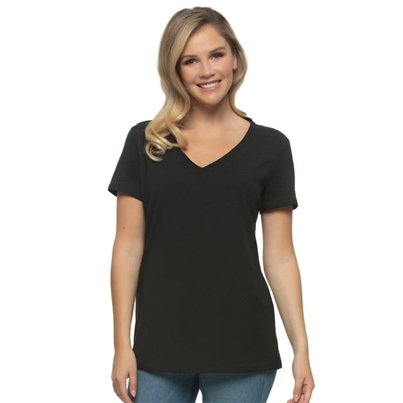 Felina - Women's Slub Jersey V-Neck Tunic - Lightweight Casual Top, Cotton Modal Blend