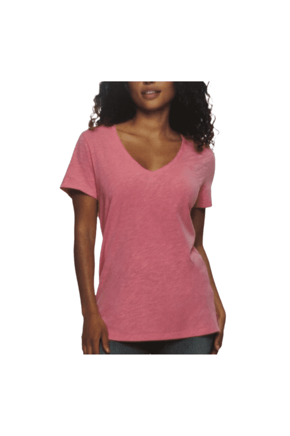 Women's Slub Jersey V-neck T-Shirt, Pink, Medium