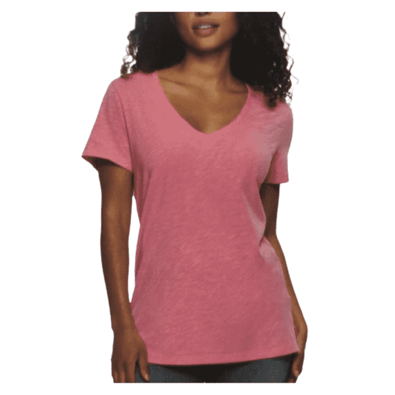 Felina Women's Slub Jersey V-neck T-Shirt, Pink, Small