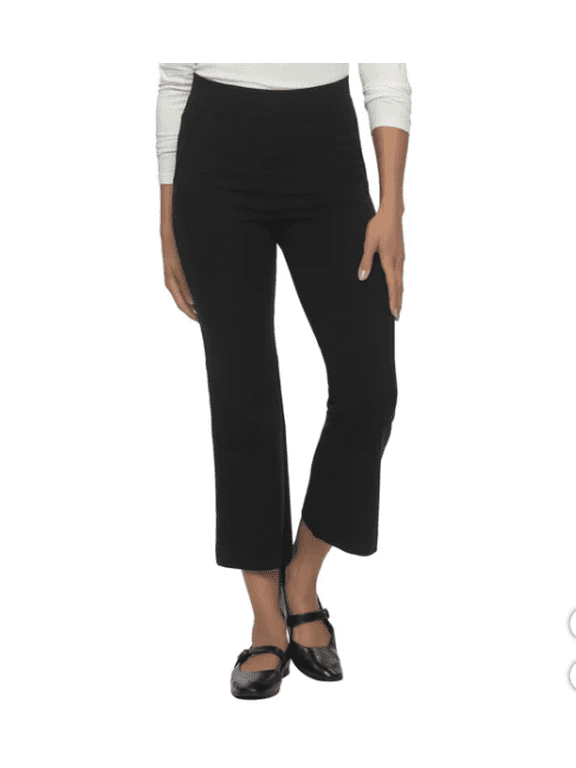 Women's Tummy Control Pull-On Kick Crop Pant, Black, Large