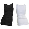 thumbnail image 1 of Felina Womens 2-Pack Fine Ribbed Tank (X-Large, Black&White), 1 of 3