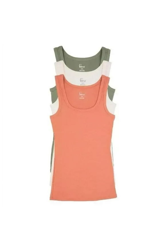 Womens 3 Pack Ribbed Tank Tops (Cream, Mauve, Green, Large)