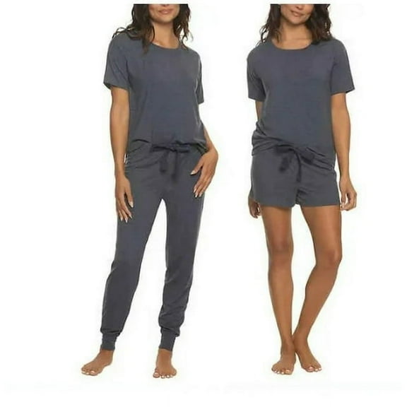 Felina Womens 3 Piece Pajama Navy Small