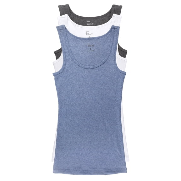 Felina Womens Cotton Ribbed Tank Top 3-Pack
