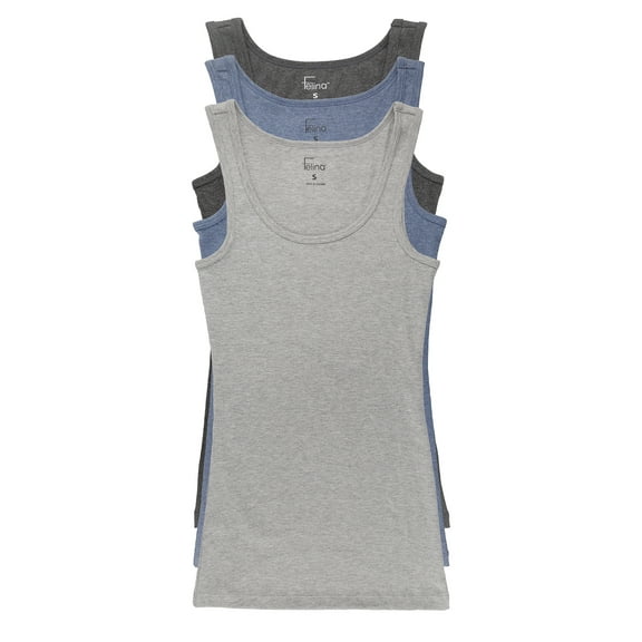 Felina Womens Cotton Ribbed Tank Top 3-Pack