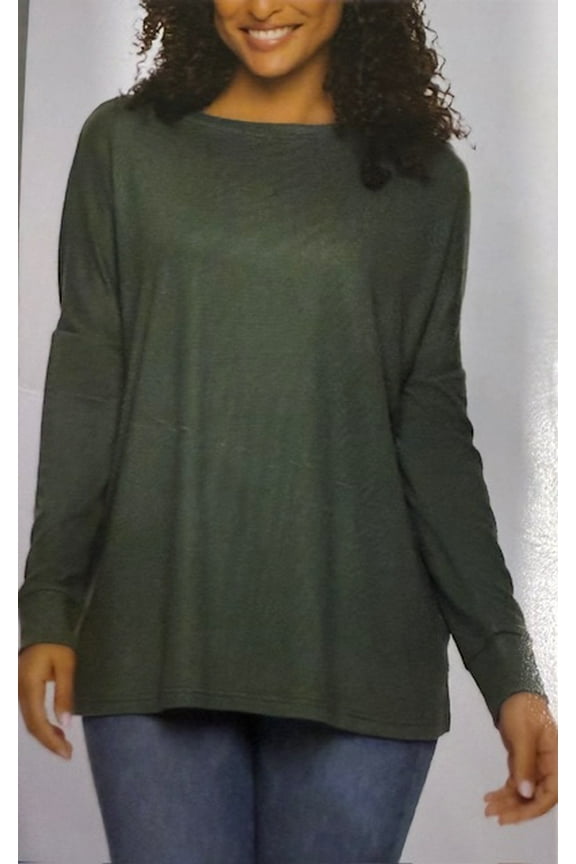 Felina Womens Cozy Knit Long Sleeve Shirt Top, Green, arge