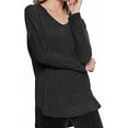thumbnail image 1 of Felina Womens Velour V-Neck Pajama Top Only,1-Piece, Small, Heather Black, 1 of 2