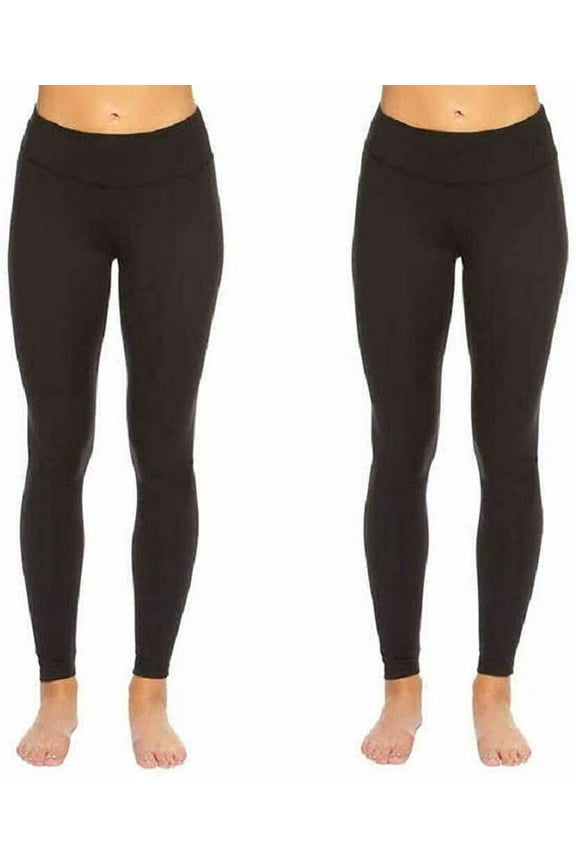 Sueded Athleisure Performance Legging (2-Pack) Womens Leggings w/Slimming Waist Band Style: C3690RT (XX-Large, Black)