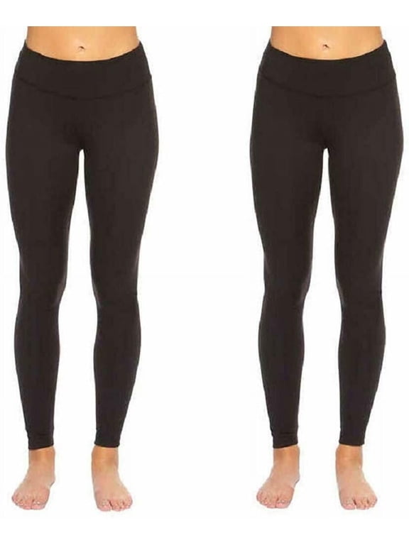 Sueded Athleisure Performance Legging (2-Pack) Womens Leggings w/Slimming Waist Band Style: C3690RT (XX-Large, Black)