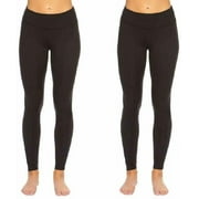 Felina Womens Wide Waistband Suede Light Weight Super Soft Leggings 2 Pack Size XL, Color Black