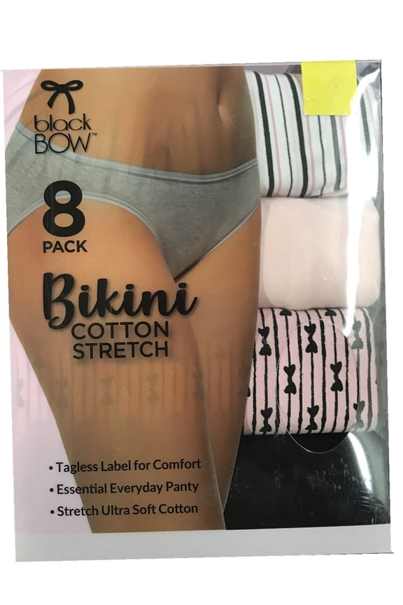 blackBow Bikini Ultra Soft Cotton Stretch Tagless Panties (8 Pack) (XL, Multi Spring)