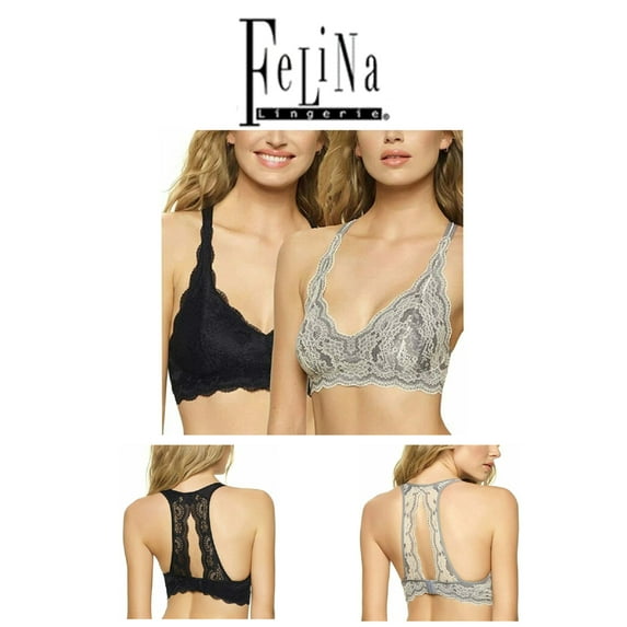 Felina lace Bralette 2-Pack (Grey/Black - Large)