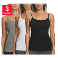 thumbnail image 1 of Felina women Adjustable straps Cotton Stretch 3-pack Camisole S/Black/ White/ Grey, 1 of 1