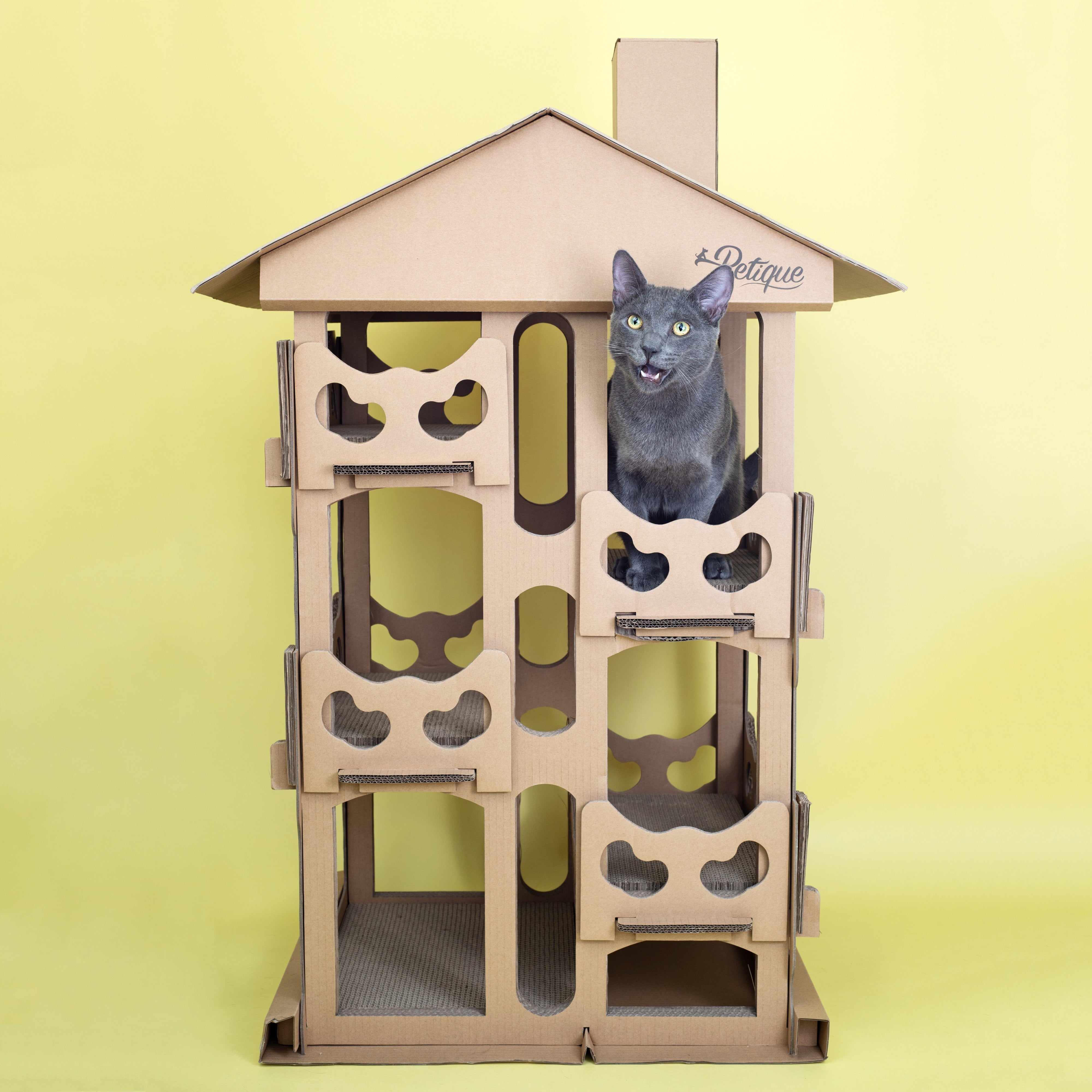 Eco-Friendly Four-Level Cardboard Cat House with Scratch Boards