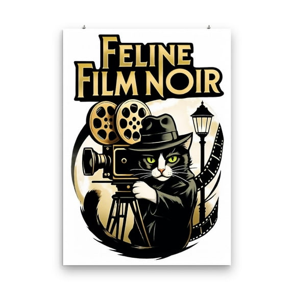 Feline Film Noir Poster - Gloss Paper Finish - Wall Decor for Cat Enthusiasts