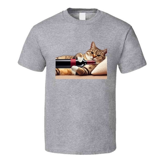 Feline Fine Wine: Whimsical Cat Drinking Wine T-shirt Funny New Novelty T Shirt