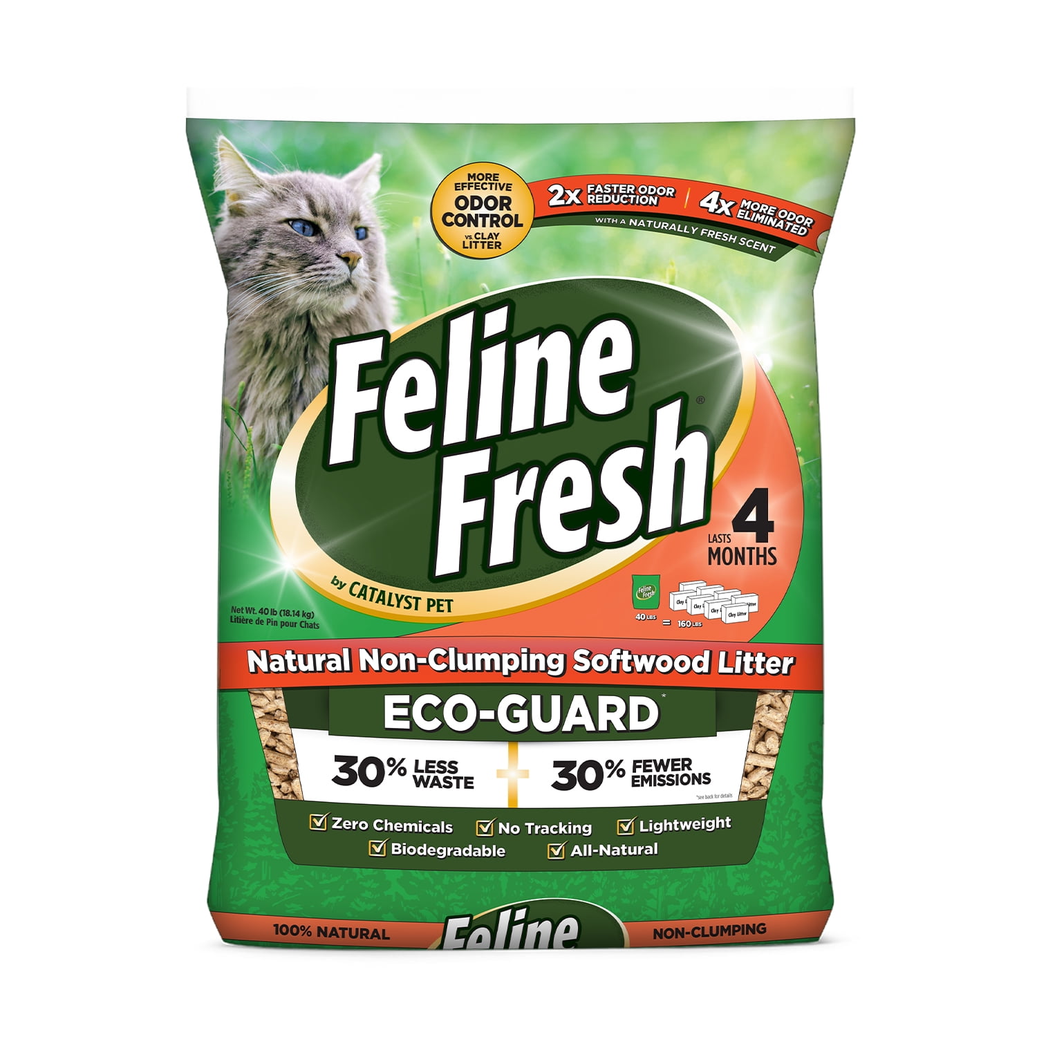 Feline Fresh Non-Clumping Natural Pine Pellet Cat Litter, Unscented, 40 lb Bag