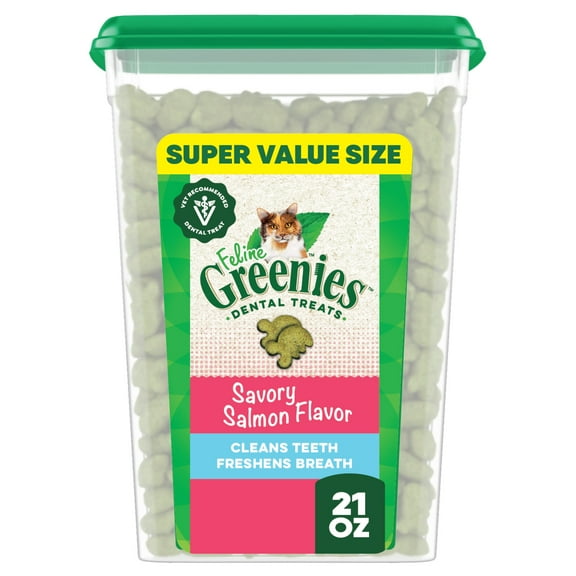 Greenies Feline Oven Roasted Chicken Flavor Adult Natural Dental Cat Treats, 21 oz Tub