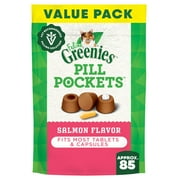 Greenies Feline Salmon Flavor Pill Pockets For Cats Soft Cat Treats, 3 oz Pouch (85 Count)