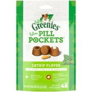 Feline Greenies Pill Pockets For Cats Natural Soft Cat Treats, Catnip Flavor, 1.6 Oz Pack (45 Treats)