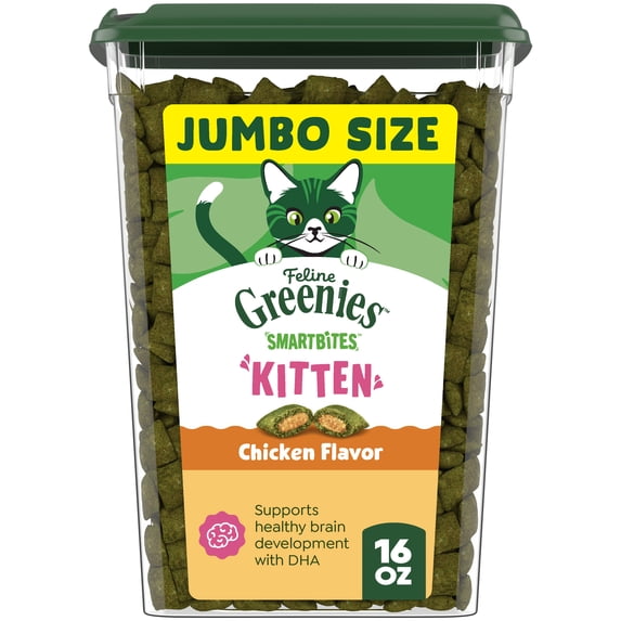 Greenies Feline Smartbites Chicken Flavor Kitten Treats, 16 oz Tub