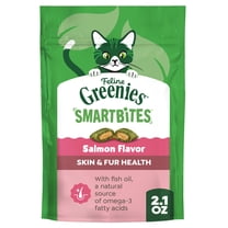 Greenies Feline Smartbites Salmon Flavor Skin & Fur Health Cat Treats, 2.1 oz Pack