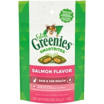 Feline Greenies Smartbites Skin & Fur Crunchy And Soft Natural Cat Treats, Salmon Flavor, 2.1 Oz Pack
