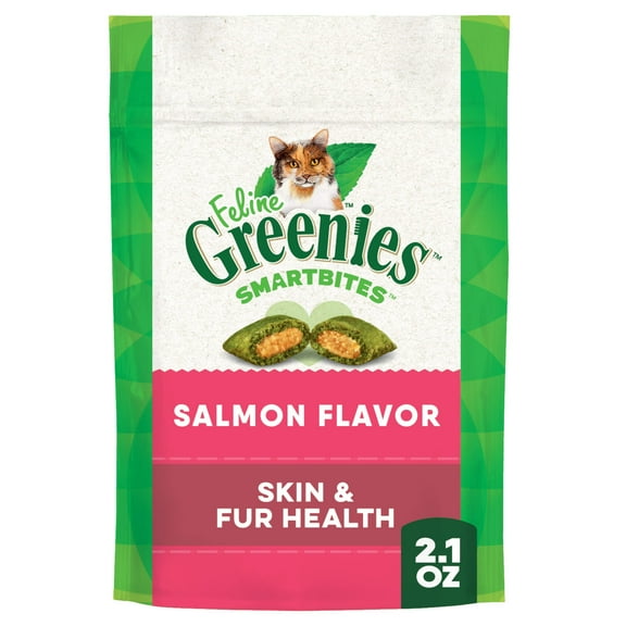 Greenies Feline Smartbites Salmon Flavor Skin & Fur Health Cat Treats, 2.1 oz Pack