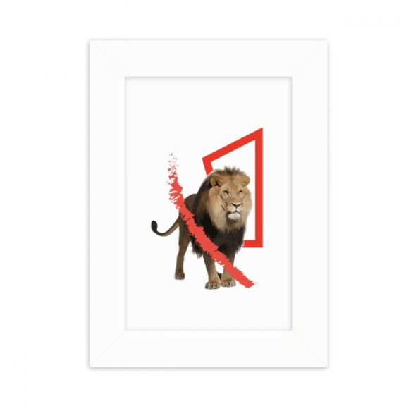 Feline Lion Box Ferocious Desktop Photo Frame Picture Display Decoration Art Painting