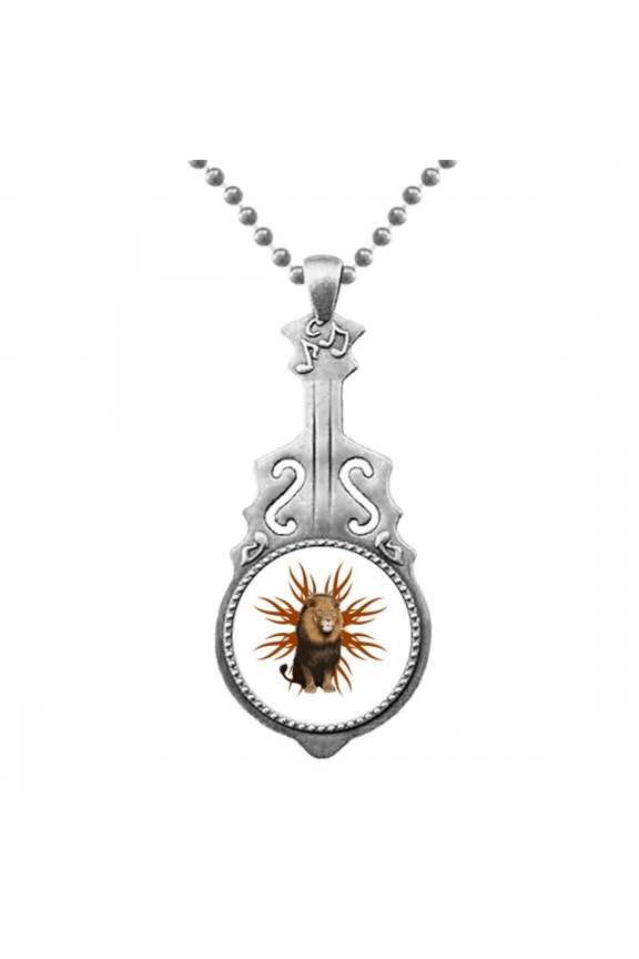 Feline Lions Fierce Flames Pendant Jewelry Music Guitar Torque Hangtag