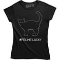 thumbnail image 1 of Feline Lucky Irish Cat St Patrick's Day Women Funny St. Patty's Gift Tee Shirt, 1 of 4