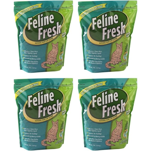 Feline Natural Pine Cat Litter, 7lb, 4 Pack
