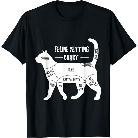Feline Petting Chart Cat Apparel T-Shirt