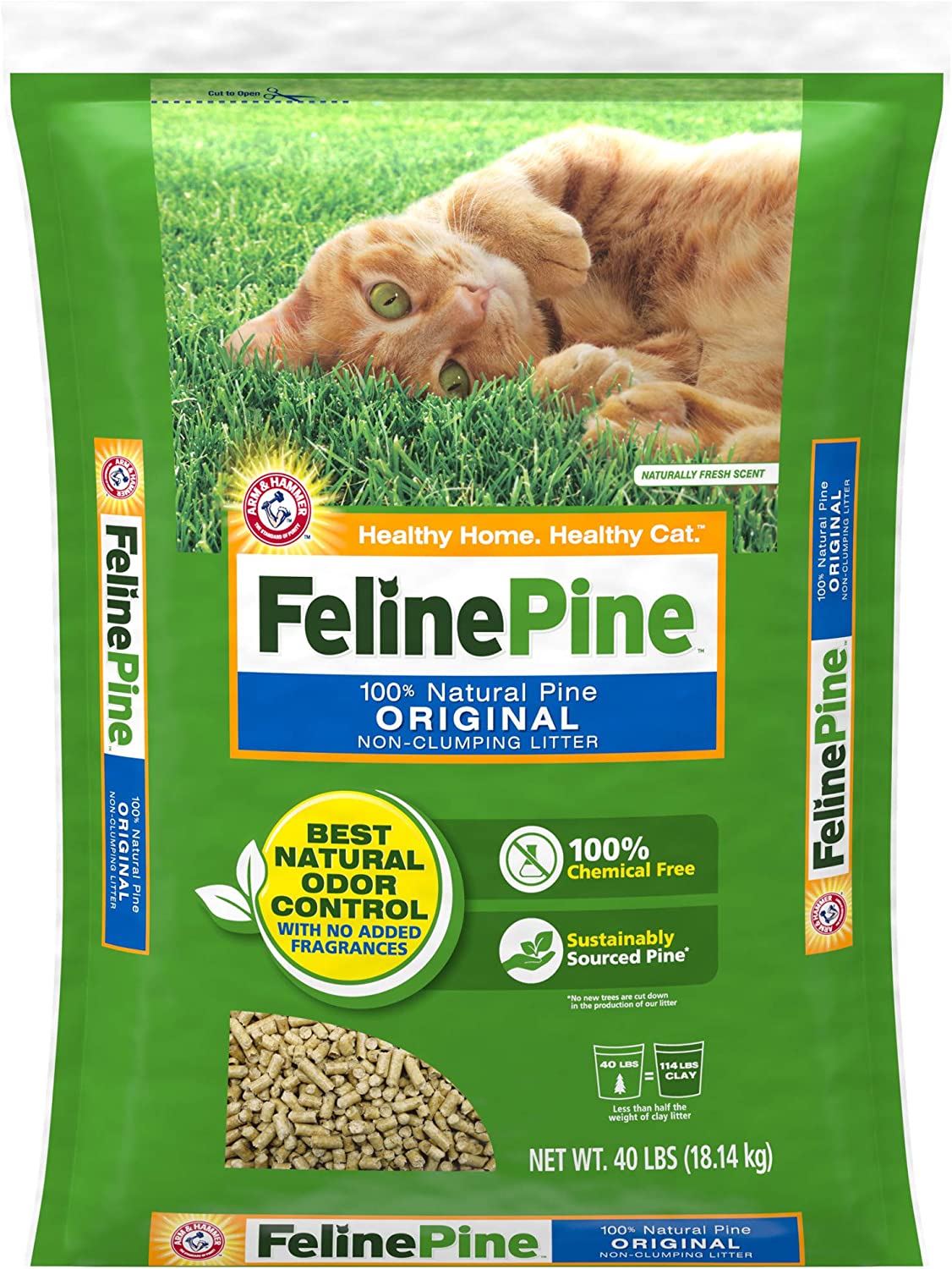 Feline Pine Original Cat Litter 40LB, Blacks & Grays (643004)