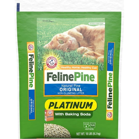 Feline Pine Platinum Non-Clumping Cat Litter, Feline Pine Cat Litter 18lb