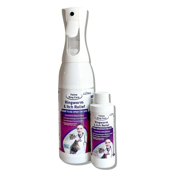 Feline Ring Care | Control & Help with Cat Ringworm, Mange, Dermatitis, Dog Paw Yeast. Also Works on Dogs, Hamsters, Guinea Pigs, Rabbits, etc. Makes 32 oz of Spray for Cats and Itch Relief