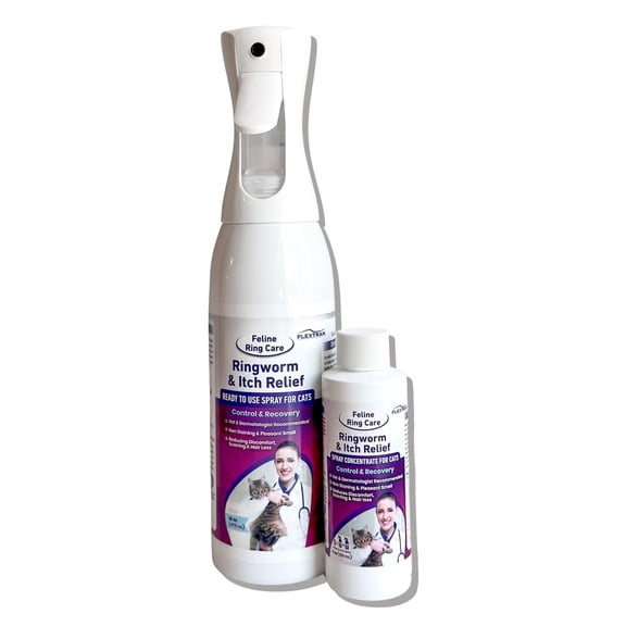 Feline Ring Care | Control & Help with Cat Ringworm, Mange, Dermatitis, Dog Paw Yeast. Also Works on Dogs, Hamsters, Guinea Pigs, Rabbits, etc. Makes 32 oz of Spray for Cats and Itch Relief