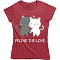thumbnail image 1 of Feline The Love Funny Animal Cat Lovers Valentines day Women's T-Shirt, 1 of 4