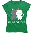 thumbnail image 1 of Feline The Love Funny Animal Cat Lovers Valentines day Women's T-Shirt, 1 of 4