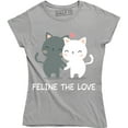thumbnail image 1 of Feline The Love Funny Animal Cat Lovers Valentines day Women's T-Shirt, 1 of 4