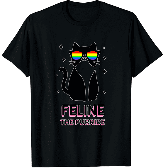 Feline The Purride Rainbow Cat Pride LGBTQ Unisex T-Shirt