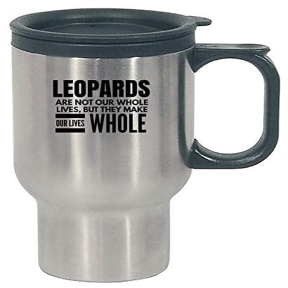 Feline Themed Stainless Steel Travel Mug  Leopards Gift for Cat Lovers