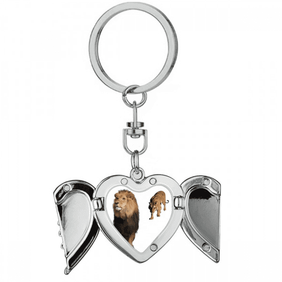 Feline Tigers Attack Ferocious Heart Angel Wing Key Chain Holder