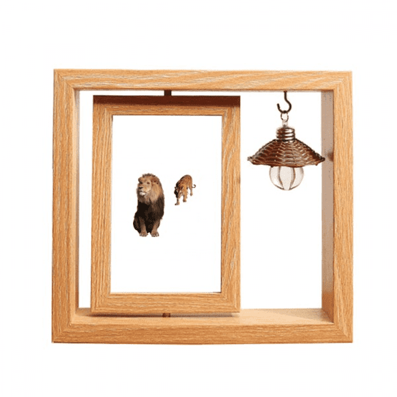 Feline Tigers Attack Ferocious Wooden Rotating Picture Photo Frame 4x6