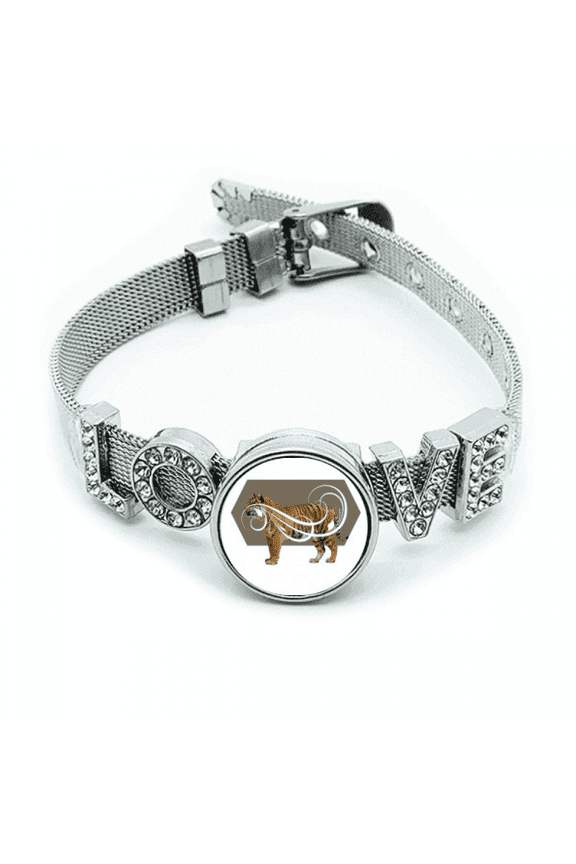 Feline Tigers Fierce Wings Bracelet Wristband Crystal Love Adjustable Bangle
