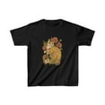 thumbnail image 1 of "Feline in Bloom" Kids T-Shirt - Adorable Yellow Cat on a Bed of Roses., 1 of 2