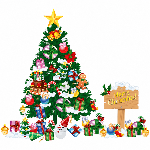 Felinux Christmas Tree Wall Decals, Peel and Stick Holiday Wall Stickers
