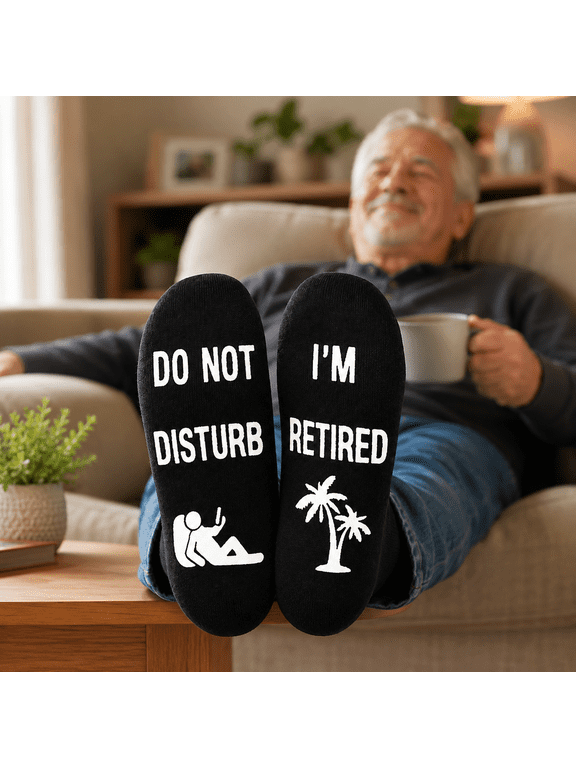 Funny Retirement Socks, Do Not Disturb Im Retired Black Novelty Socks